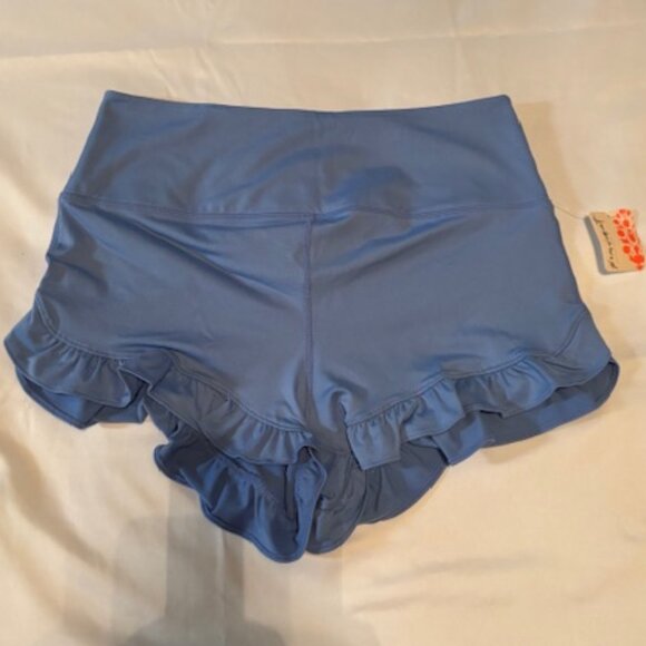NWT FP Movement by Free People Blue Ruffle Shortie Shorts- Large - Picture 2 of 4